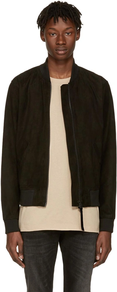 Tiger Of Sweden Jeans Black Suede Burn Bomber Jacket | ModeSens