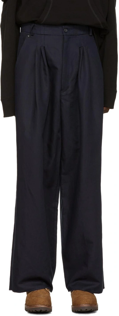 Bless Navy Ultra-wide Pleated Trousers | ModeSens