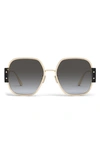 Dior Montaigne 58mm Square Sunglasses In Shiny Gold Dh / Gradient Smoke