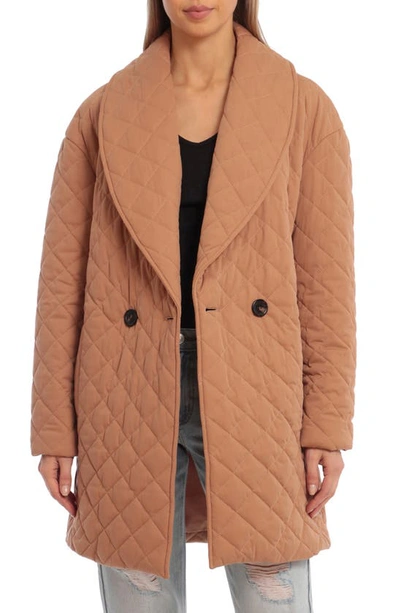 Avec Les Filles Quilted Coat In Brown