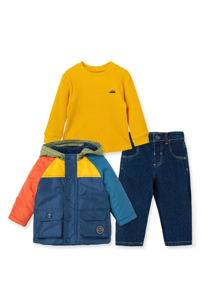 Little Me Baby Boys Colorblock Jacket, T-shirt And Jeans, 3-piece Set In Blue