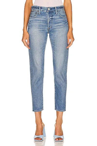 Moussy Vintage Evans Tapered Mid Rise In Blue