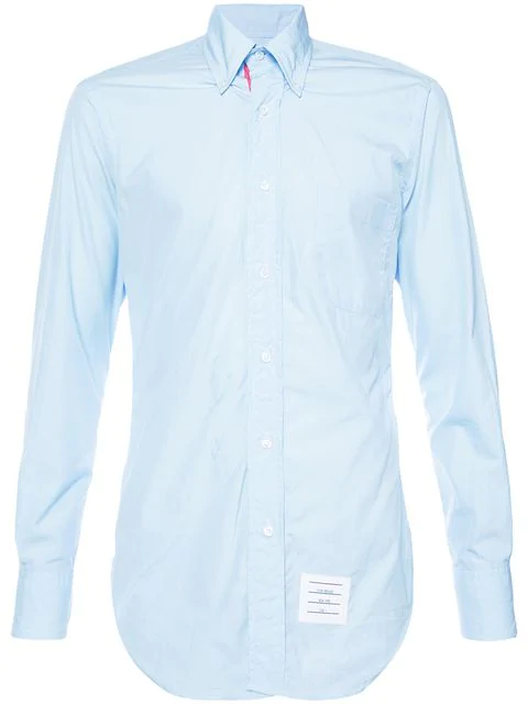 Thom Browne Classic Poplin Shirt With Striped-placket In Blue | ModeSens