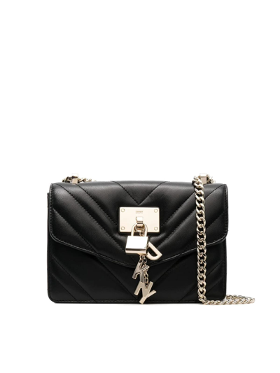 Dkny Elissa Sm Shoulder Bag In Bgd Blk Gold