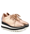 Stella Mccartney Elyse Lace-up Faux-leather Platform Shoes In Straw