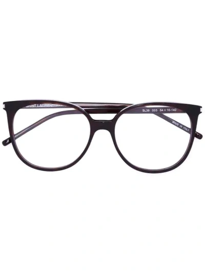Saint Laurent Round Frame Glasses In Brown