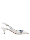 Prada Point-toe Leather Slingback Pumps In White