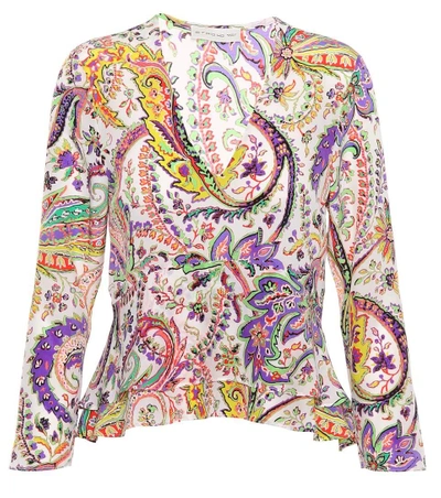 Etro Printed Silk Blouse In Multicolor
