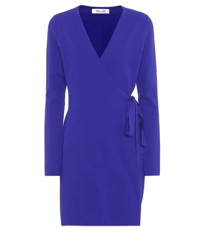Diane Von Furstenberg Knitted Wrap Cashmere Dress In Cobalt