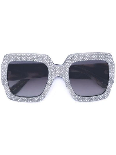 Gucci Oversized Square Frame Rhinestone Sunglasses