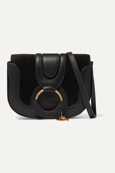 See By Chloé Hana Mini Textured-leather And Suede Shoulder Bag In Black ...