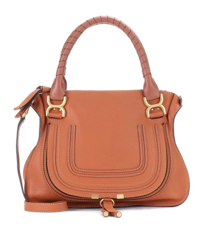 Chloé Marcie Small Leather Shoulder Bag In Brown