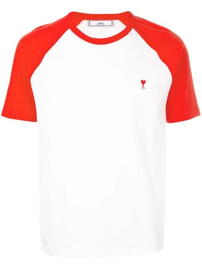 Ami Alexandre Mattiussi Varsity Patch T-shirt In White/red.102