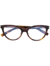 Saint Laurent Slim Cat Eye Glasses In Brown