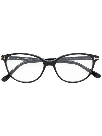 Tom Ford Round Cat-eye Glasses In Black