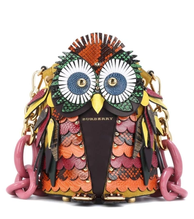 Burberry Owl Snakeskin, Leather And Suede Shoulder Bag | ModeSens