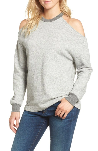 Ag Gizi Cold Shoulder Sweatshirt In Heather Grey