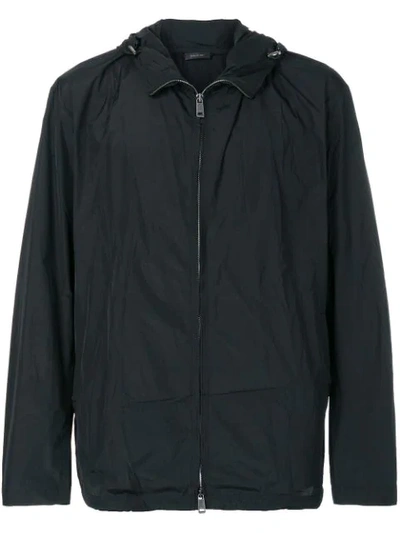 Jil Sander Zip Up Hooded Jacket In Black