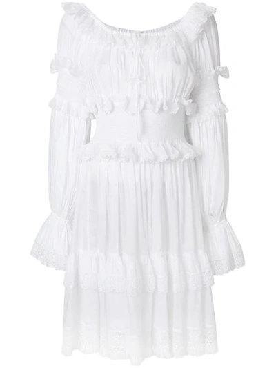 Dolce & Gabbana Off-the-shoulder Cotton-blend Mousseline Dress In White