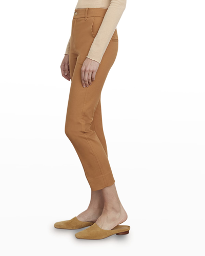 Vince Cotton Blend Cigarette Trousers In Almond