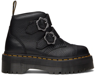 Dr. Martens Women's Devon Flower Buckle Leather Platform Boots In Black