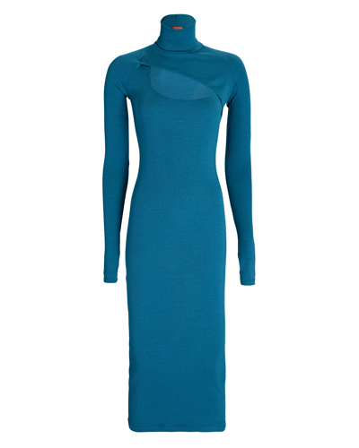 Alix Nyc Clarkson Ribbed Cut-out Midi Dress In Blue-drk
