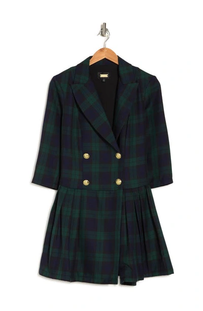 Alexia Admor Jacki Plaid 3/4 Sleeve Blazer Dress In Emerald Plaid