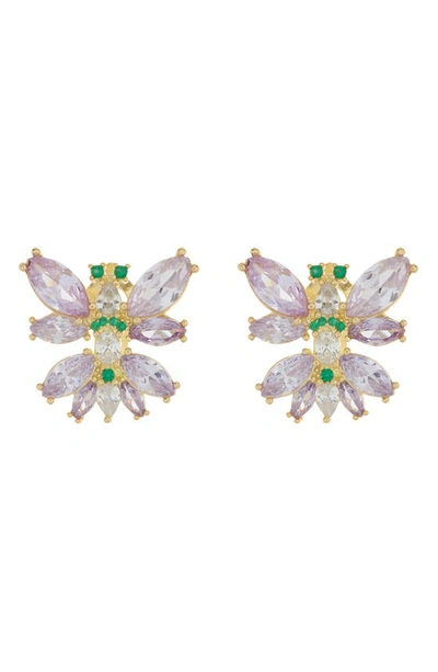 Gabi Rielle Crystal Dragonfly Stud Earrings In Gold