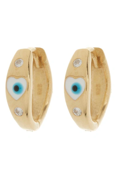 Gabi Rielle Sterling Silver Lucky Eye Crystal Huggie Hoop Earrings In Gold