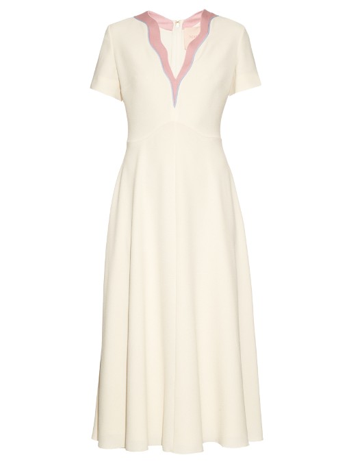 Roksanda Behn Contrast V-neck Dress In Ivory | ModeSens