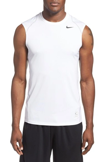 Nike 'pro Cool Compression' Fitted Dri-fit Tank In White/ Matte Silver/  Black | ModeSens