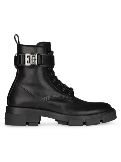 Givenchy Terra Leather Combat Boots In Black