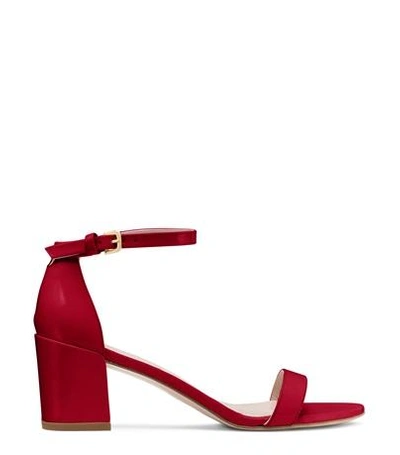 Stuart Weitzman The Simple Sandal In Flame Red Patent