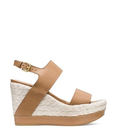 Stuart Weitzman The Doover Wedge In Camel Brown Calf Leather