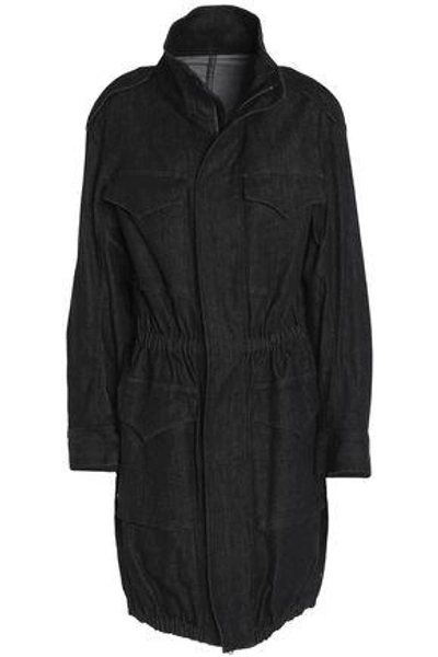 Norma Kamali Woman Gathered Denim Jacket Black