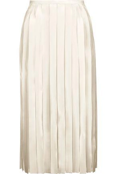 Dion Lee Woman Pleated Silk-satin And Georgette Midi Skirt Off-white