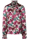 Saloni Emile Floral-print Button-front Silk Top In Blossom Cloudy Rose