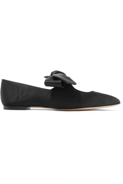 The Row Elodie Bow-embellished Satin Ballet Flats In Black