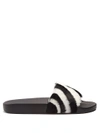 Valentino Garavani Striped Feather-embellished Slides In Black