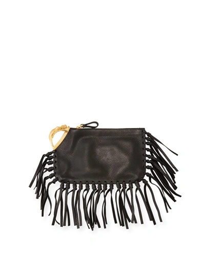 Valentino Garavani Zodiac Fringe Leather Bag, Black Scorpio |