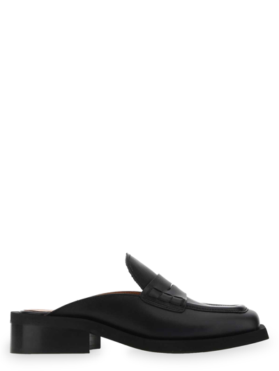 Ganni Leather Sandals In Black