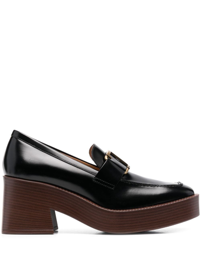 Tod's Square-toe Leather Loafers In 黑色