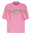 Lanvin Curb Logo Embroidery Cotton T-shirt In Pink