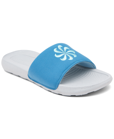 Nike Men's Victori One Slide Sandals From Finish Line In Rift Blue/wolf Grey/worn Blue/copa