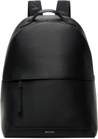 Paul Smith Embossed Leather Backpack In Black