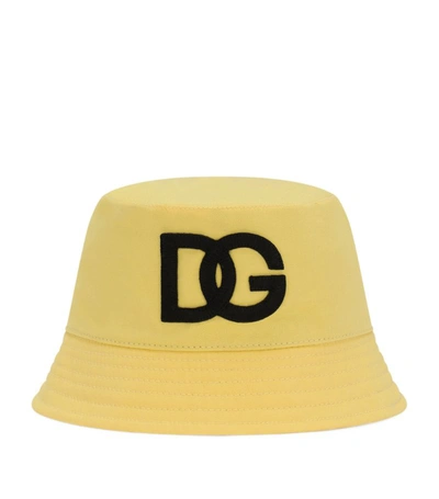 Dolce & Gabbana Kids Dg Millennials Logo Bucket Hat In Yellow