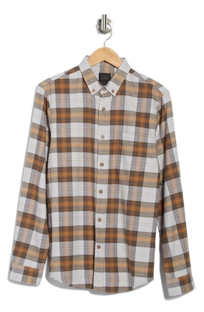 14th & Union 14th And Union Grindle Trim Fit Flannel Shirt In Ivory- Tan Cascade Grindle