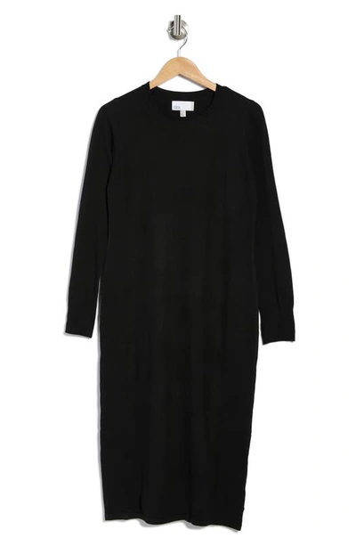 Nordstrom Rack Long Sleeve Jewel Neck Sweater Dress In Black