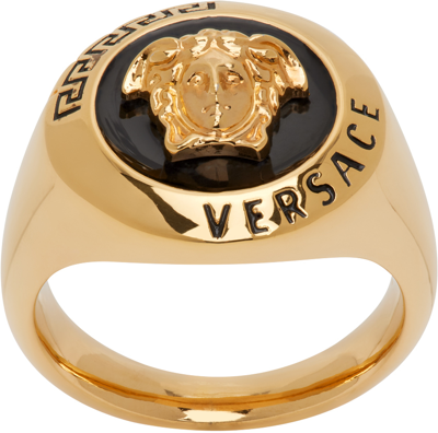 Versace Medusa-plaque Ring In Gold