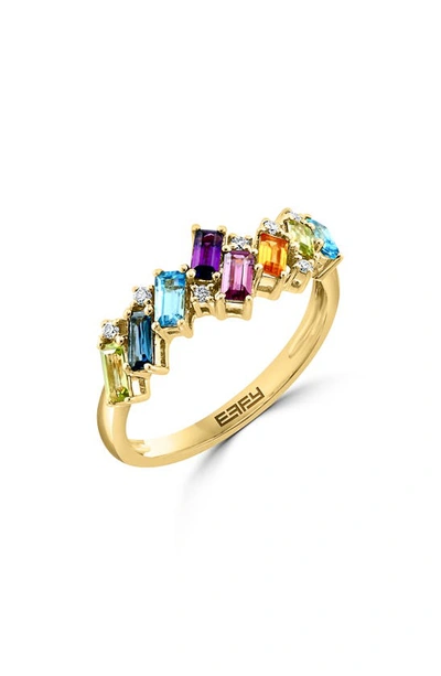 Effy 14k Yellow Gold Rainbow Stones & Diamond Ring